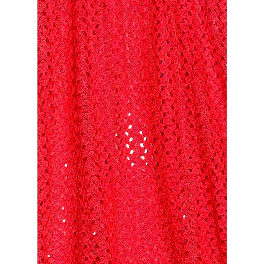 Crochet Womens Neon Coral Lace Sheer Swim Cover Up Dress Boho Beach Vacation S - Picture 3 of 5